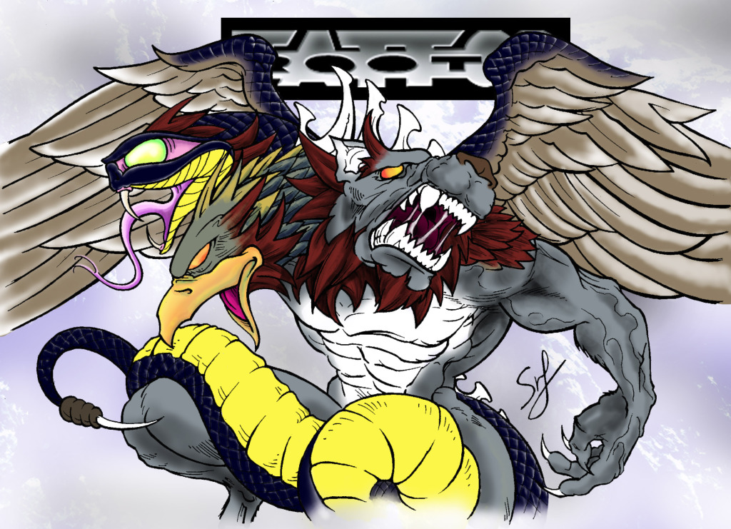 ILUSTRACIÓN ESTUDIO DE TATUAJES GRANADA ROOTS TATTOO LOBO, AGUILA Y SERPIENTE