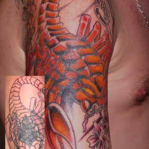 Tapado tatuaje escorpión