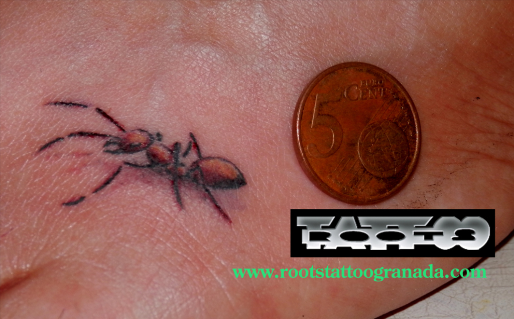 tatuaje pequeño hormiga en pie de chica