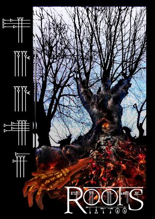 Diseño arbol mano tatuaje