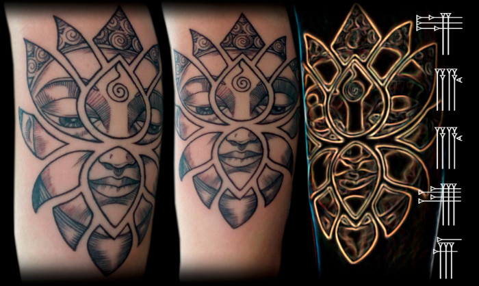 Tatuaje de líneas finas y gruesas