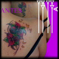 Tapado de tatuaje femenino a color