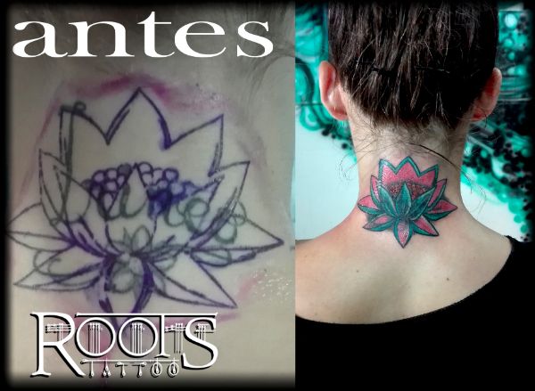 Tapado de tatuaje con flor de loto