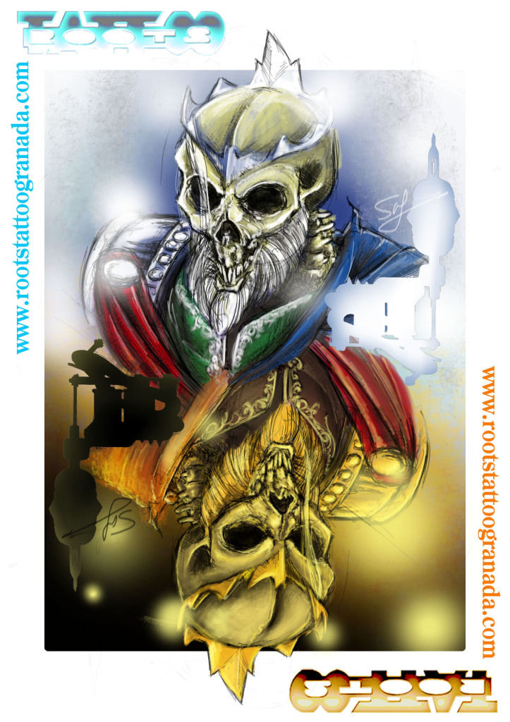 Dibujo rey de tatuajes Roots Tattoo Granada segunda vista
