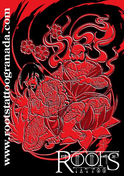Estampa de ukiyoe tatuaje tradicional