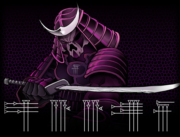 Dibujo flash estilo cómic guerrero samurai de ultratumba