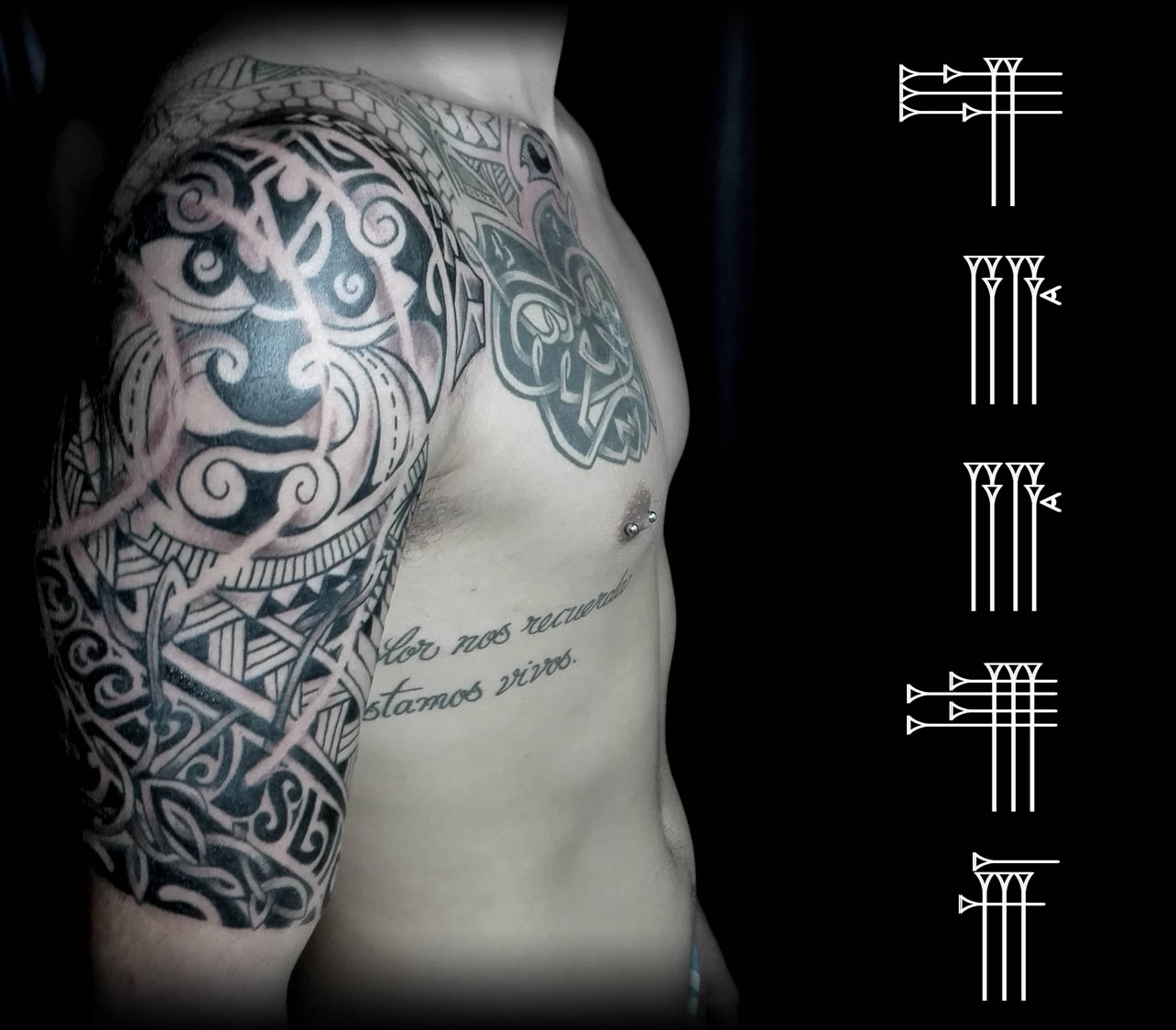 Tatuaje tribal brazo y pecho