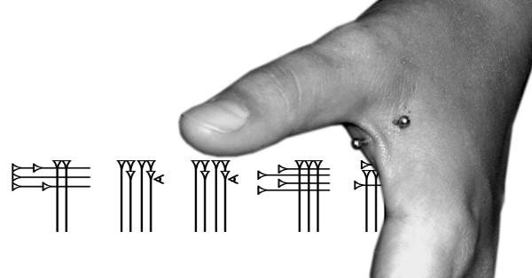 Body piercing in hand
