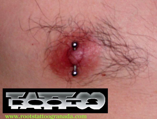Piercing pezón vertical