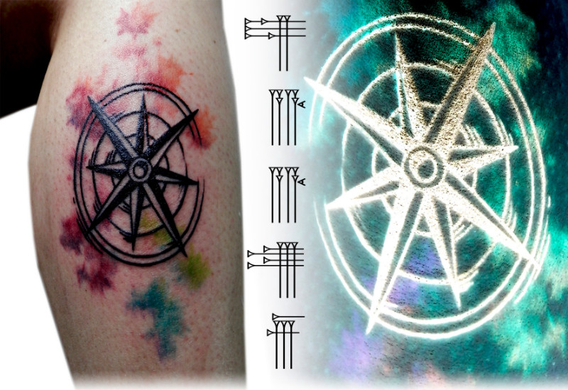 Tatuaje de brújula watercolor