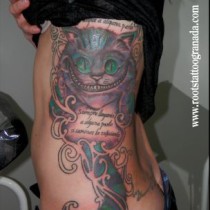 TATUAJE GATO ALICIA EN EL PAÍS DE LAS MARAVILLAS (EN PROCESO) COLOR, SEXY TATTOO
