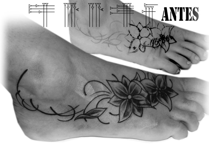 Enredadera coverup en empeine