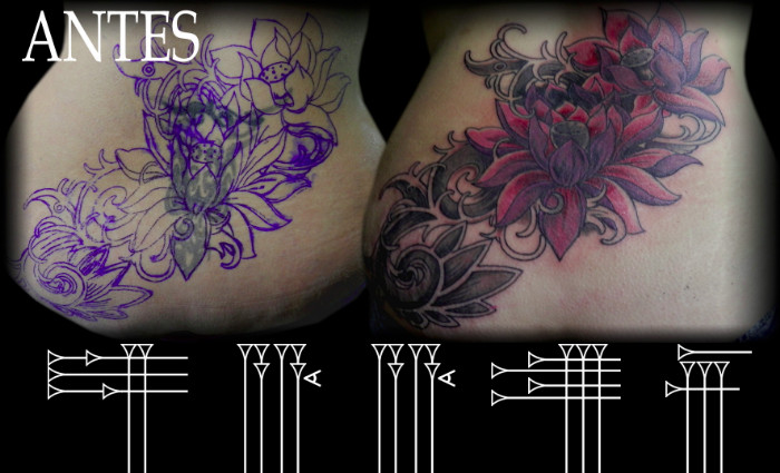 Cover-up de gran tamaño en espalda de mujer