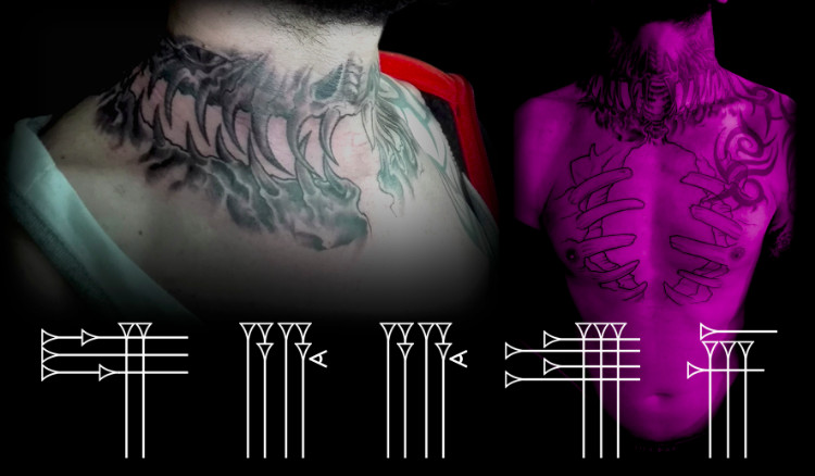Tatuaje alrededor del cuello y el las costillas