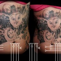 Tatuaje búho en barriga