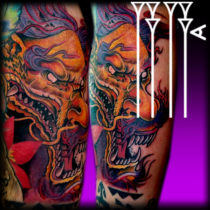 Dragon tattoo color in arm New Japanese