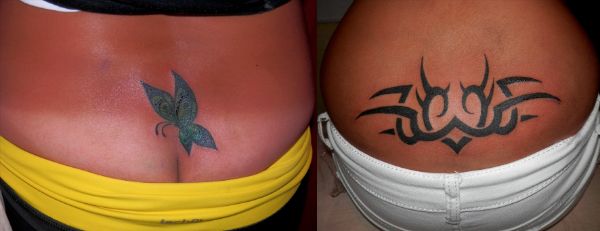 Mariposa y tribal sobre piel quemada y morena