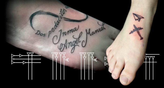 Tattoo infinito, avion de papel, nombres